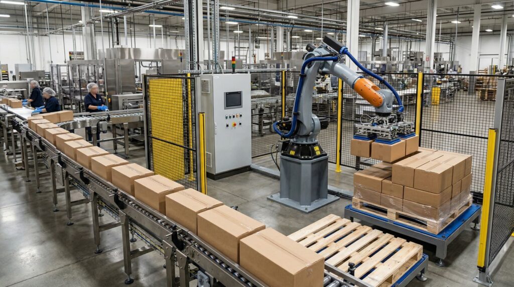 Pallettizzatore per alimenti e fine linea efficiente