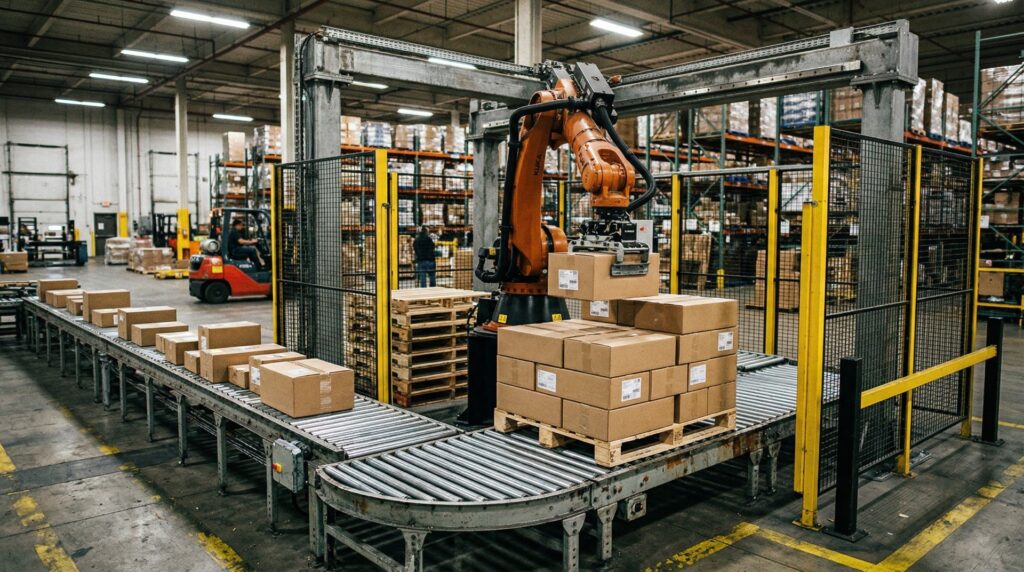Pallettizzatore per magazzino su linee da riqualificare