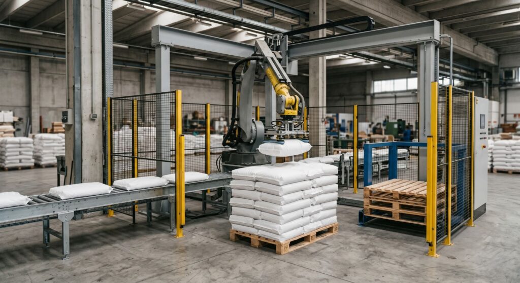 Pallettizzatore per sacchi multi-formato con portale